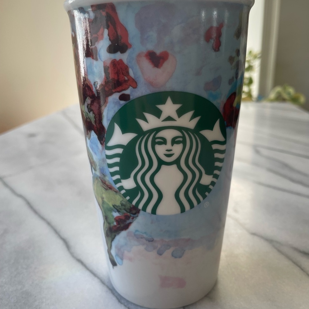 Starbucks Watercolor World Map 2015 Barista Art Shelby Kregel Ceramic Travel Mug